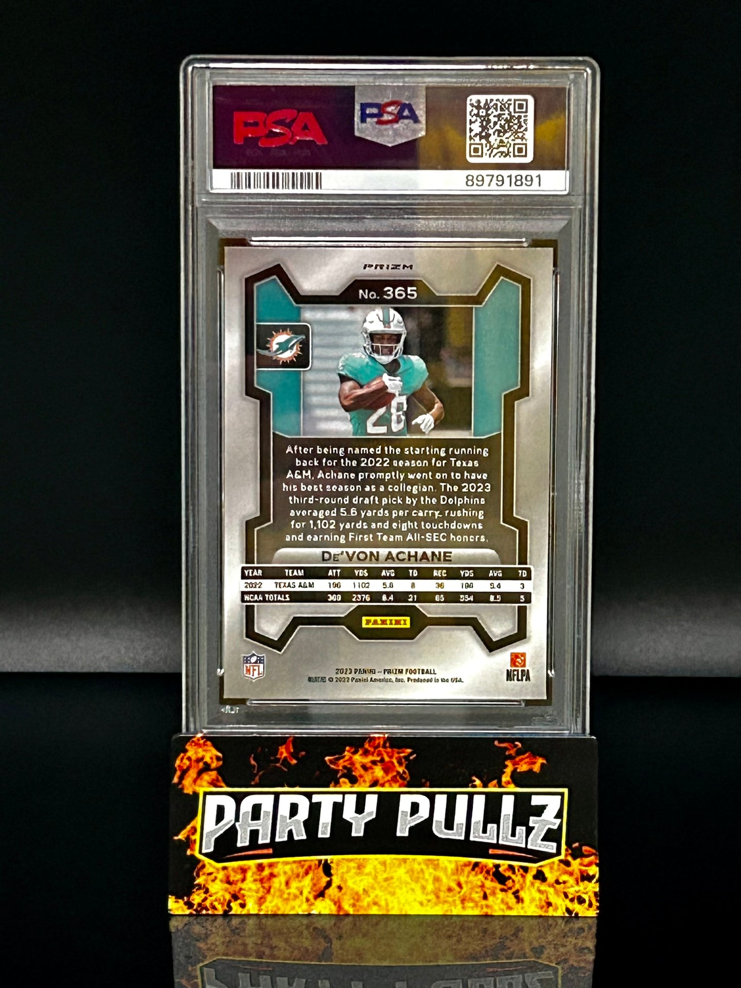 2023 Prizm #365 De'Von Achane RC Neon Green Pulsar PSA 10