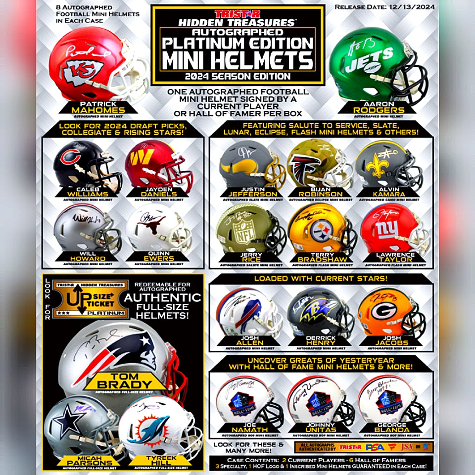 TRISTAR Hidden Treasures: Autographed Platinum Edition Football Mini Helmets 2024 Season Edition Hobby Box