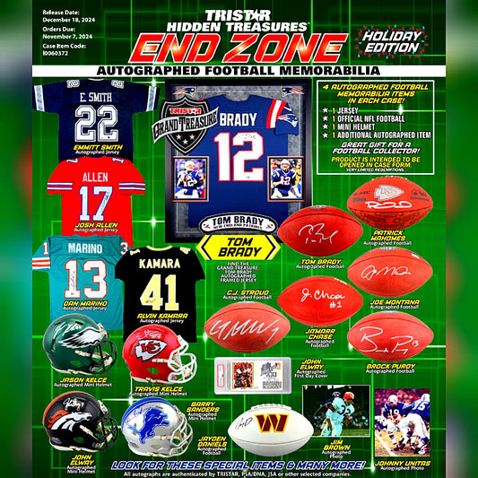 TRISTAR Hidden Treasures: End Zone Autographed Football Memorabilia 2024 Holiday Edition Box