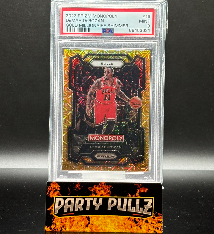 2023 Prizm Monopoly #16 DeMAR DeROZAN Gold Millionaire Shimmer 466/500 PSA 9