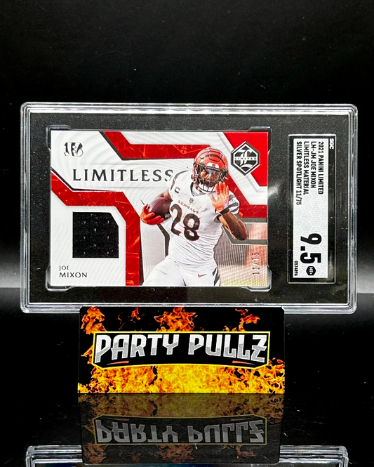 2021 Panini Limited #LM-JM Joe Mixon Limitless Material Silver Spotlight 11/75 SGC 9.5