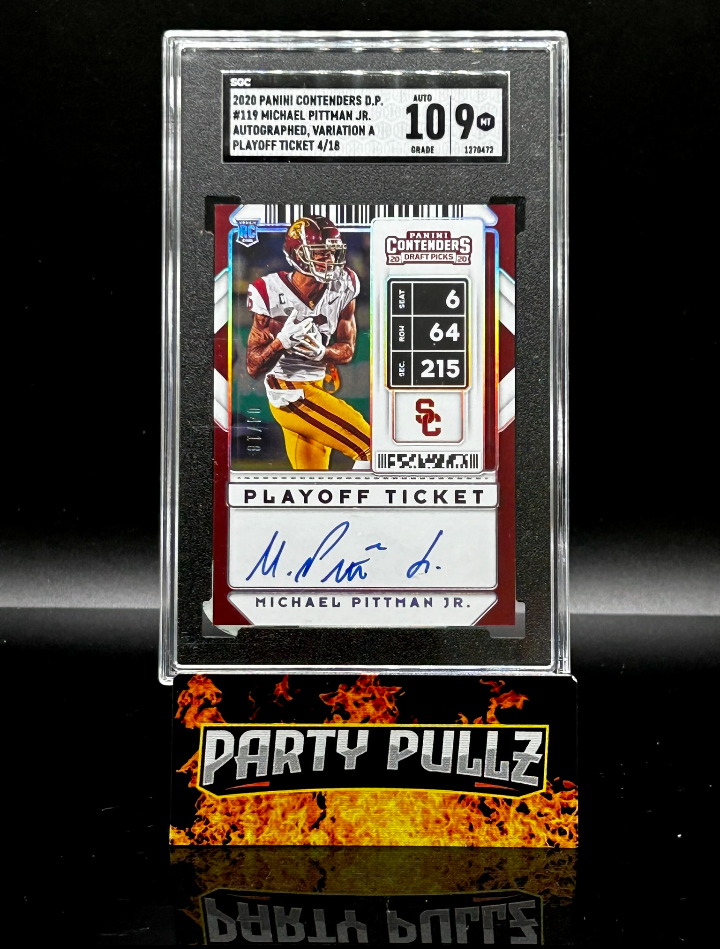 2020 Panini Contenders Draft Picks #119 Michael Pittman Jr. RC Autographed Variation A Playoff Ticket 4/18 SGC 9 Auto 10