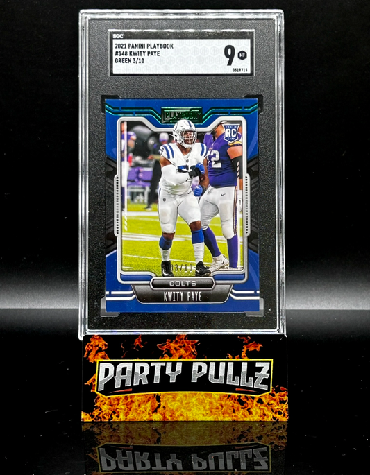 2021 Panini Playbook #148 Kwity Paye RC Green 3/10 SGC 9