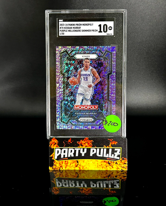 2023-24 Panini Prizm Monopoly #78 Keegan Murray Purple Millionaire Shimmer Prizm 1/50 SGC 10